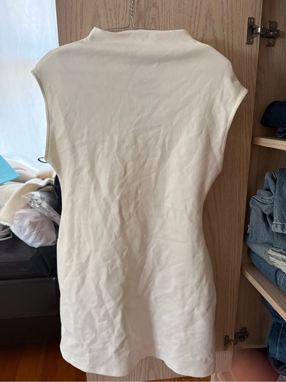 Primark Cream Sleeveless Mock Neck Dress